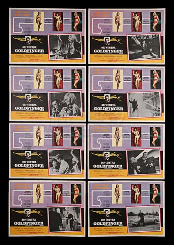 Lot #381 - GOLDFINGER (1964) - Carter-Jones Collection: Eight Mexican Lobby Cards, 1966