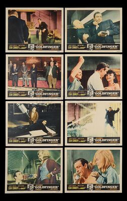 Lot #384 - GOLDFINGER (1964) - Carter-Jones Collection: Eight US Lobby Cards, 1964
