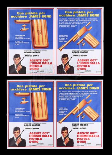 Lot #442 - THE MAN WITH THE GOLDEN GUN (1974) - Carter-Jones Collection: Italian Advance 1-Panel (2-Fogli) Group of Two, 1974