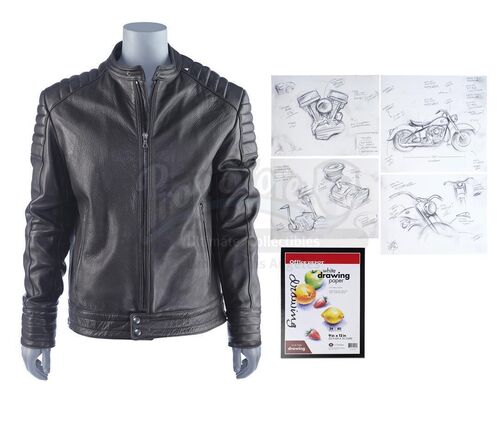 Lot #239 - Marvel's Agents of S.H.I.E.L.D. - Alphonso 'Mack' Mackenzie's Stunt Ghost Rider Jacket and Motorcycle Sketches