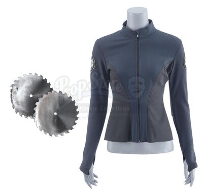 Lot #254 - Marvel's Agents of S.H.I.E.L.D. - Melinda May's Bloodied LMD S.H.I.E.L.D. Shirt with Stunt Saw Blades