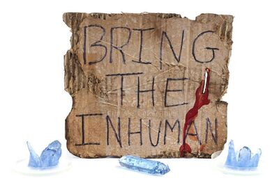 Lot #337 - Marvel's Agents of S.H.I.E.L.D. - Tess' Bloodied 'Bring the Inhuman' Sign with Terrigen Crystals