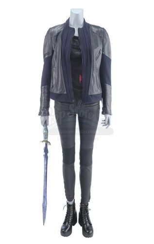 Lot #414 - Marvel's Agents of S.H.I.E.L.D. - Melinda May's Bloodied Stunt Izel Fight Costume with Sword and Sword Hilt