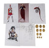 Lot #9 - ALEXANDER (2004) - Hand-Drawn Alexander (Colin Farrell) Costume Sketches, Printed Character Concept Designs, and Gold Coins