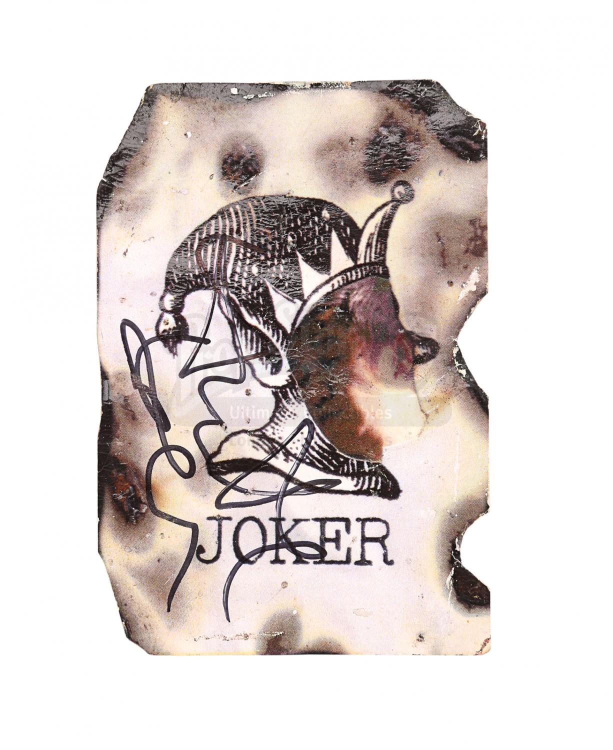 Lot 95 The Dark Knight 08 Scorched Joker Card Autographed By Heath Ledger Price Estimate 00 3000