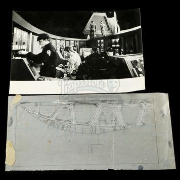STAR WARS: THE EMPIRE STRIKES BACK (1980) - Ralph McQuarrie Hand-Drawn Bridge Sketch and Photo