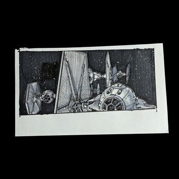 STAR WARS: THE EMPIRE STRIKES BACK (1980) - Hand-Drawn Storyboard - TIE Fighter Armada