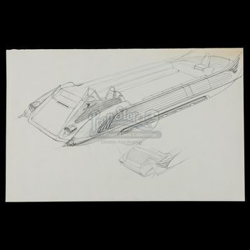 STAR WARS: RETURN OF THE JEDI (1983) - Ralph McQuarrie Hand-Drawn Illustration - Tatooine Skiff