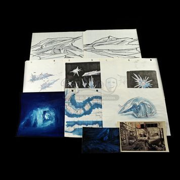 STAR WARS: STAR TOURS (1986) - Hand-Drawn Asteroid Ice Cave Drawings and Model Photographs