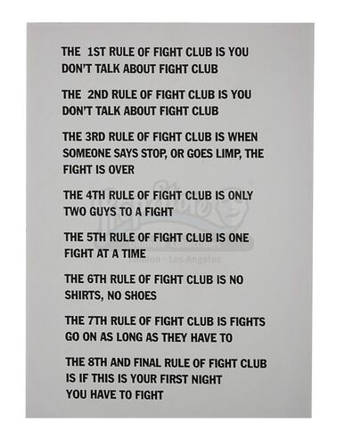 Lot #248 - FIGHT CLUB (1999) - Fight Club Rules Sheet