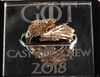 Lot #279 - GAME OF THRONES (TV SERIES, 2011-2019) - Two Gold Cast and Crew Gift Dragon and Direwolf Rings - 8