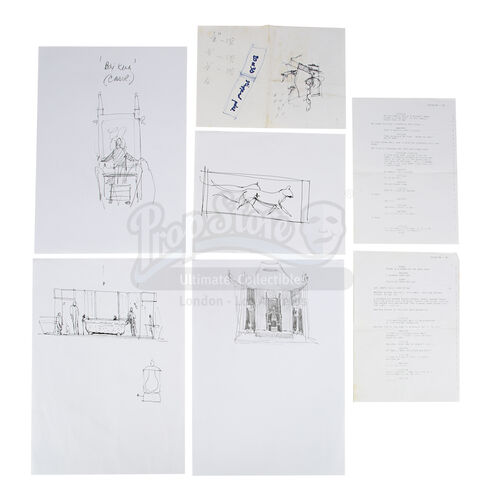 Lot #301 - GLADIATOR (2000) & KINGDOM OF HEAVEN (2005) - Five Hand-drawn Ridley Scott "Ridleygrams"