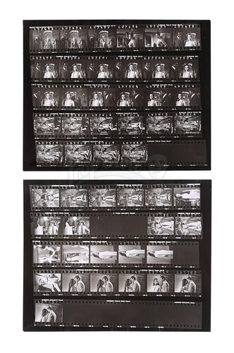 Lot #386 - JAMES BOND: LIVE AND LET DIE (1973) - Pair of Contact Sheets Featuring James Bond (Roger Moore), Solitaire (Jane Seymour) and Dr. Kananga (Yaphet Kotto)