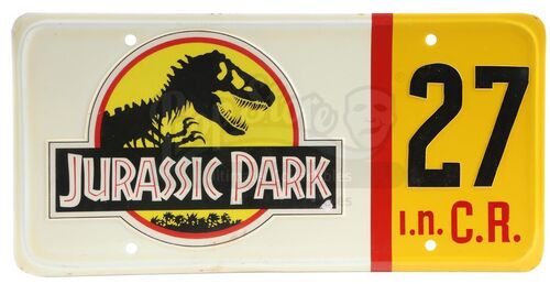 Lot #435 - JURASSIC PARK (1993) - Park Jeep 27 License Plate