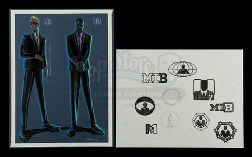 Lot #494 - MEN IN BLACK (1997) - Hand-drawn John Bell "J and K" and Logo Concept Illustrations