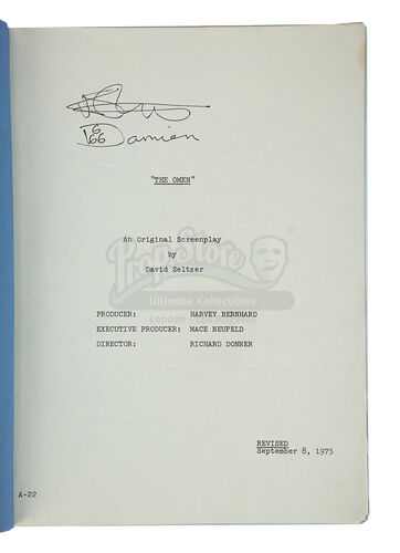 Lot #534 - THE OMEN (1976) - Autographed Shooting Script