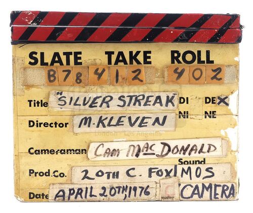 Lot #616 - SILVER STREAK (1976) - Second Unit Clapperboard