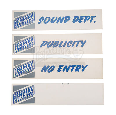 Lot #748 - STAR WARS: THE EMPIRE STRIKES BACK (1980) - Sound Dept., "Publicity", "No Entry" and Blank Door Signs