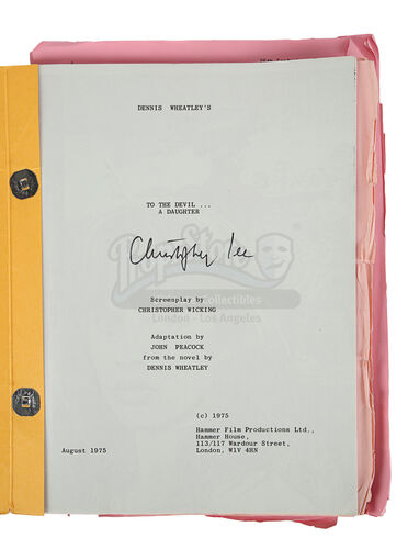Lot #824 - TO THE DEVIL A DAUGHTER (1976) - Sir Christopher Lee Personal Annotated Shooting Script