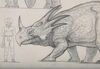 Lot #862 - THE VALLEY OF GWANGI (1969) - Ray Harryhausen Hand-drawn Styracosaurus Scale Comparison - 2