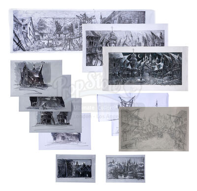 Lot #864 - VAN HELSING (2004) - Eleven Allan Cameron Hand-painted and Drawn Concept Artwork For The Transylvanian Village