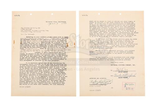 Lot #875 - VARIOUS PRODUCTIONS - 1954 Universal Studios Contract Signed by Clint Eastwood