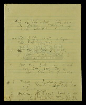 Lot #307 - THE GOONIES (1985) - Steven Spielberg's Personal Handwritten Dialogue and Shot Notes