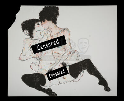 Lot #310 - THE GRAND BUDAPEST HOTEL (2014) - Painting of Two Nudes Kissing