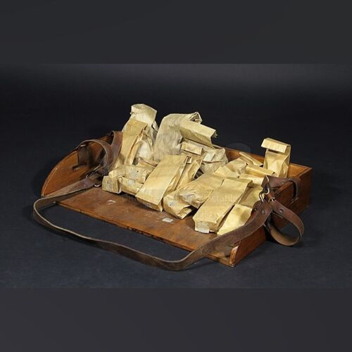 Street Vendor Tray with Brown Paper Parcels