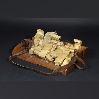 Street Vendor Tray with Brown Paper Parcels
