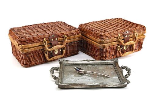 Lot # 62: THE HAUNTING OF HILL HOUSE - Two Prototype Hill House Tea Sets with Tray and Spoon