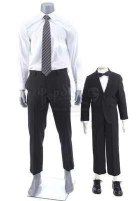 Lot # 72: THE HAUNTING OF HILL HOUSE - Luke Crain at Nell's Funeral Costume with Young Luke Crain at Olivia's Funeral Costume