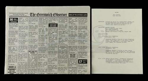 Lot # 113: THE HAUNTING OF BLY MANOR - Dani's Resume with Clean Newspaper