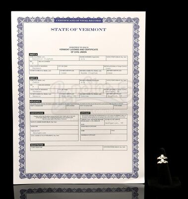 Lot # 120: THE HAUNTING OF BLY MANOR - Dani Clayton and Jamie's Wedding Rings with Civil Union License