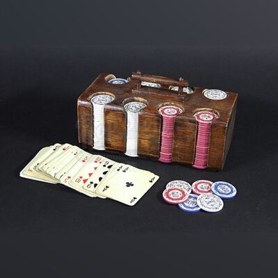 Western Railway Scene Poker Chips & Playing Cards