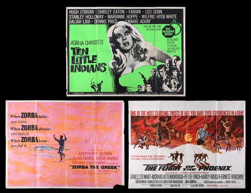 Lot #9 - FLIGHT OF THE PHOENIX (1966), TEN LITTLE INDIANS (1965), ZORBA THE GREEK (1964) - Three UK Quads, 1964, 1965, 1966
