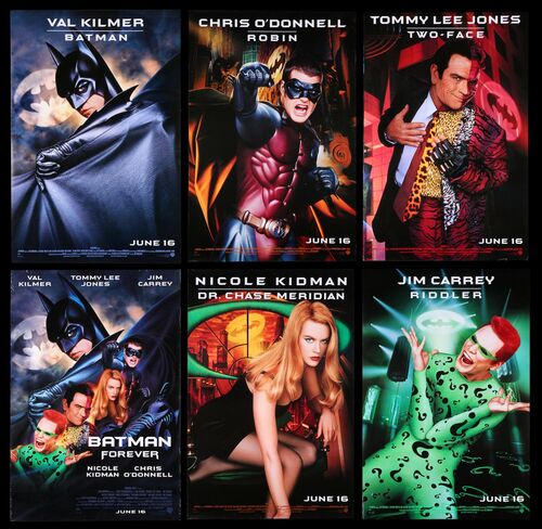 Lot #39 - BATMAN FOREVER (1995) - Group of Six US One-Sheets, 1995