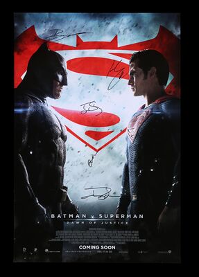 Lot #40 - BATMAN V SUPERMAN: DAWN OF JUSTICE (2016) - US One-Sheet, 2016, Autographed by Henry Cavill, Ben Affleck, Jesse Eisenberg and Others
