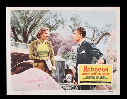 Lot #79 - REBECCA (1940) - US Lobby Card, 1956, Autographed by Joan Fontaine