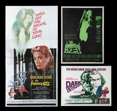 Lot #280 - THE HAUNTING (1963), THE INNOCENTS (1961), DARK INTRUDER (1965) - Three-Sheet, Half-Sheet, 30' x 40', 1961, 1963, 1965
