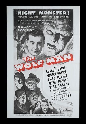 Lot #323 - THE WOLF MAN (1941) - Bryan Fuller Collection: US One-Sheet, 1960's