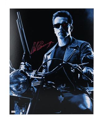 Lot #416 - TERMINATOR 2: JUDGEMENT DAY (1991) - Commercial Poster Autographed by Arnold Schwarzenegger