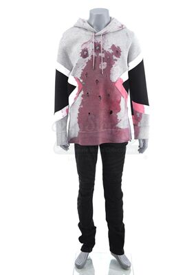 Lot # 13: ZOOLANDER 2 - Justin Bieber's Distressed Grey Patterned Sweatshirt Costume