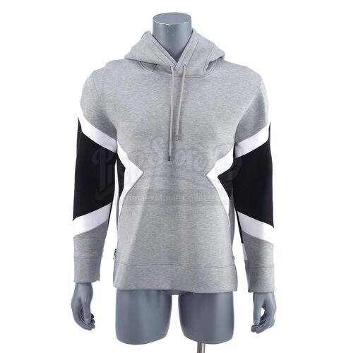Lot # 55: ZOOLANDER 2 - Justin Bieber's Grey Patterned Sweatshirt with Distressed Back