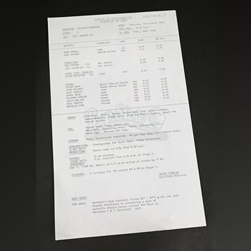 STAR WARS: RETURN OF THE JEDI (1983) - Revenge Of The Jedi Call Sheet - 49