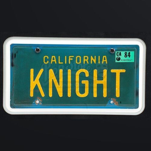 Lot # 159: KNIGHT RIDER (T.V. SERIES, 1982 - 1986) - Framed KITT License Plate Display