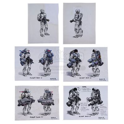 Lot # 218: ROBOCOP 3 (1993) - Hand-Drawn Alternate Robocop Jetpack Concepts By Craig Hayes