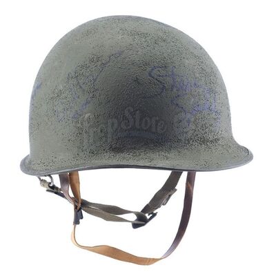 Lot # 224: SAVING PRIVATE RYAN (1998) - U.S. Soldier Helmet Signed by Steven Spielberg, Tom Hanks and Other Cast Members
