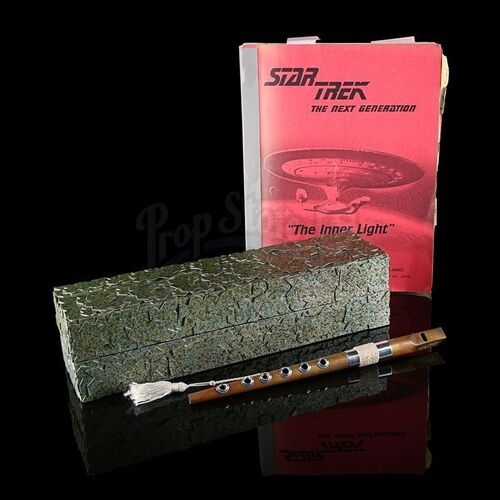 Lot # 242: STAR TREK: THE NEXT GENERATION (T.V. SERIES, 1987 - 1994) - Jean-Luc Picard's (Patrick Stewart) Ressikan Flute, Box and Costume Continuity Script