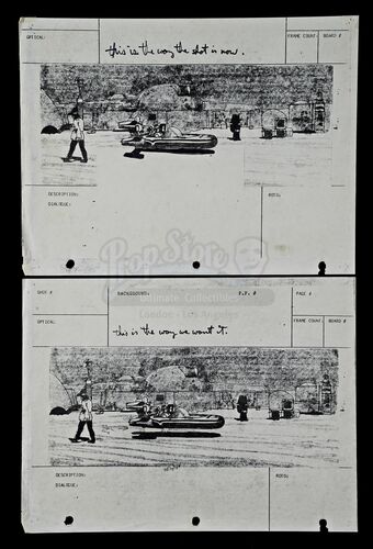 Lot # 283: STAR WARS - EP IV - A NEW HOPE (1977) - Production-Used Storyboards with George Lucas' Handwritten Inscriptions